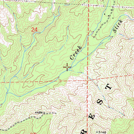 Topographic Map of Slick Rock Creek, CA