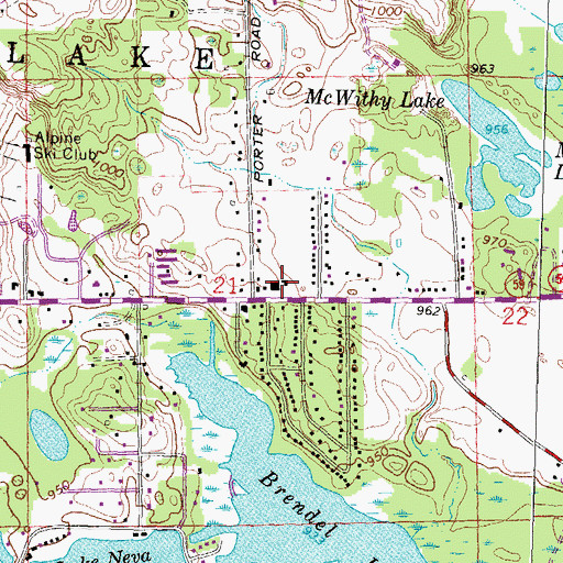 Topographic Map of White Lake Township Police, MI
