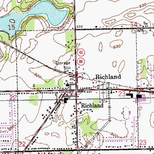 Topographic Map of Richland Village Police Department, MI