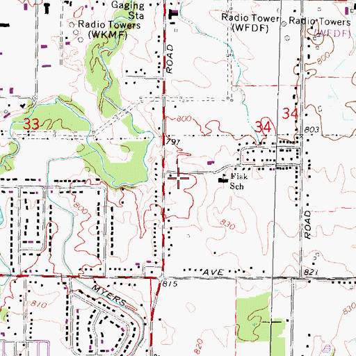 Topographic Map of Burton Police Department, MI