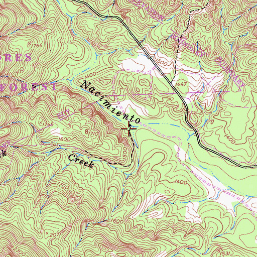 Topographic Map of Slickrock Creek, CA