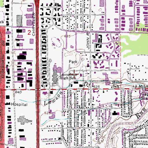 Topographic Map of Madison Heights Police Department, MI