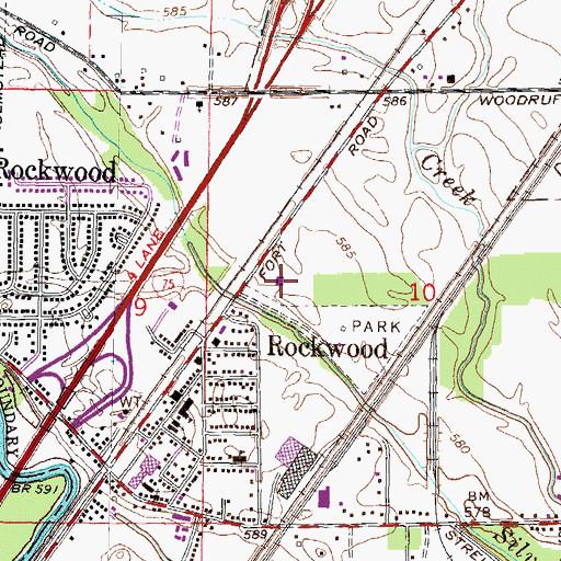 Topographic Map of Rockwood Police Department, MI