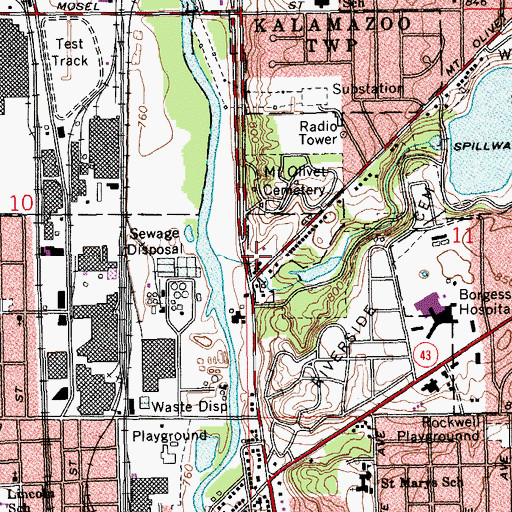 Topographic Map of Kalamazoo Township Police Department, MI