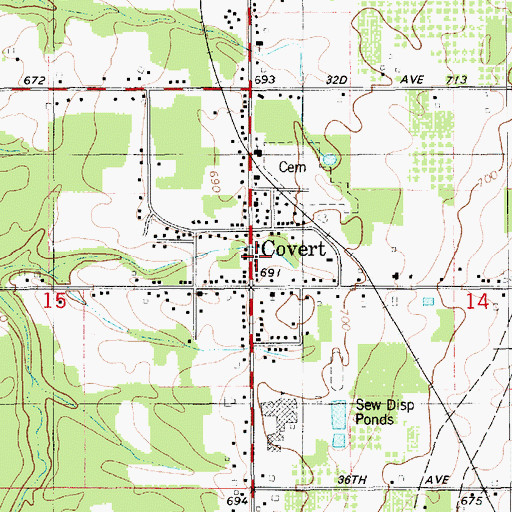 Topographic Map of Covert Township Police Department, MI