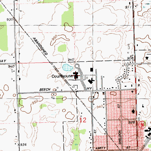 Topographic Map of Eaton County Sheriff's Office, MI