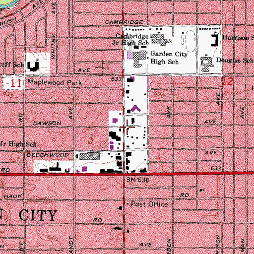 Topographic Map of Garden City Police Department, MI