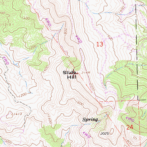 Topographic Map of Slide Hill, CA