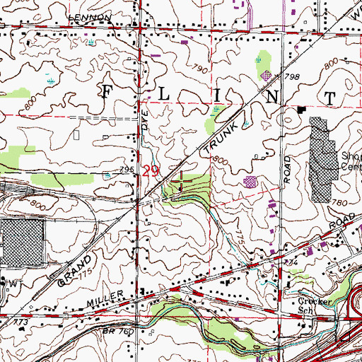 Topographic Map of Flint Township Police Department, MI