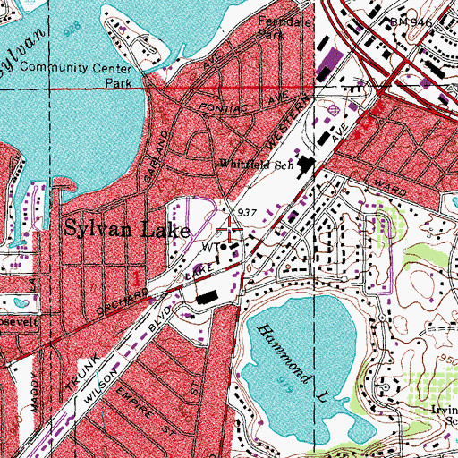 Topographic Map of Sylvan Lake Police Department, MI