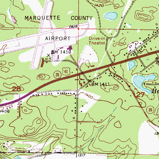 Topographic Map of Michigan State Police District 8  Negaunee Post 81, MI