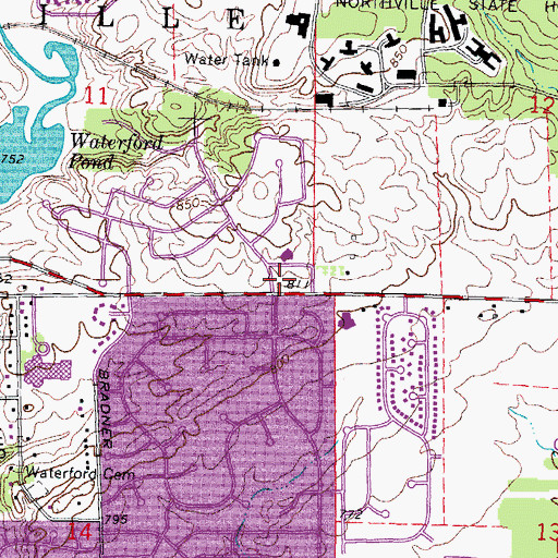 Topographic Map of Northville Township Police Department, MI