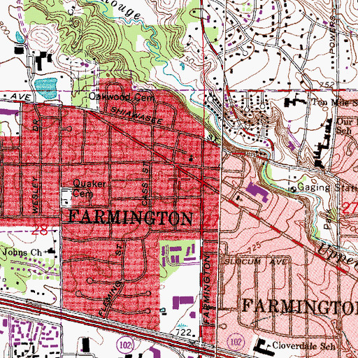 Topographic Map of Farmington Police Department, MI