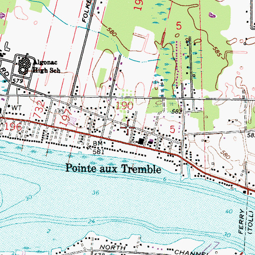 Topographic Map of Clay Township Police Department, MI