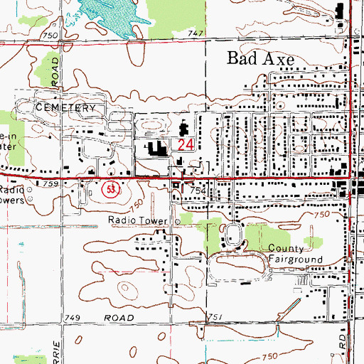 Topographic Map of Michigan State Police Department, MI