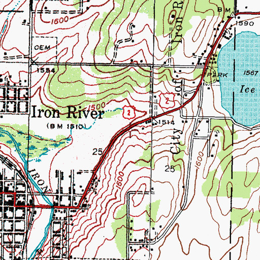 Topographic Map of Michigan State Police Department, MI