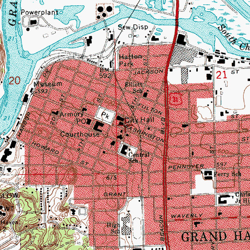 Topographic Map of Grand Haven Department of Public Safety, MI