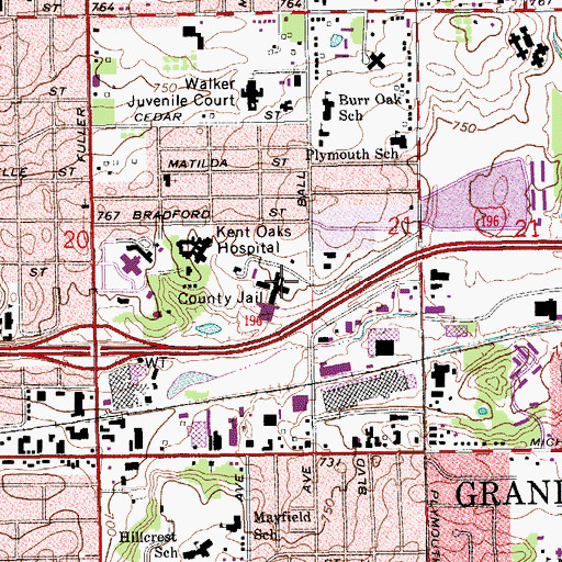 Topographic Map of Kent County Sheriff's Office, MI