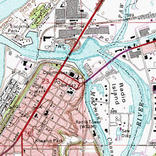 Topographic Map of Berrien County Sheriff's Office, MI