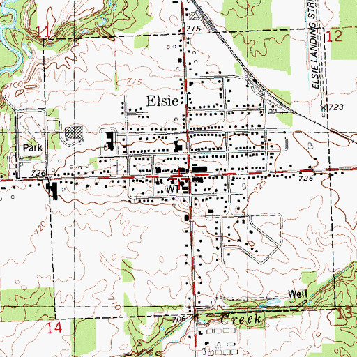 Topographic Map of Village of Elsie Police Department, MI