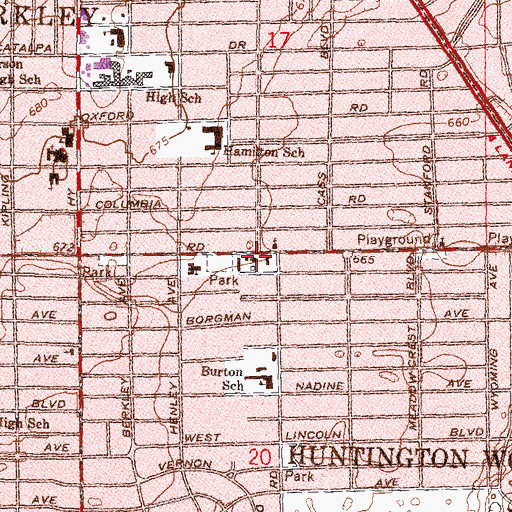 Topographic Map of Huntington Woods Department of Public Safety, MI