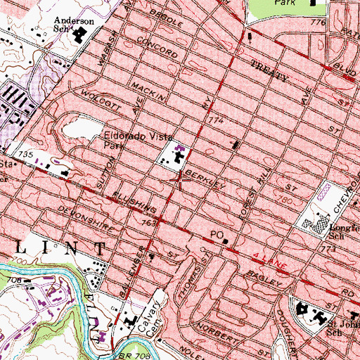 Topographic Map of Flint Police Mini Station, MI