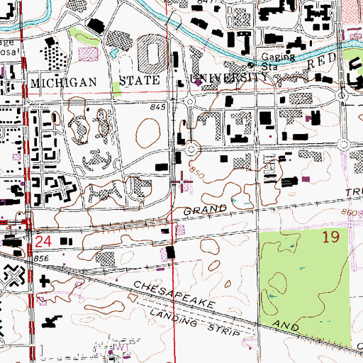 Topographic Map of Michigan State University Police Department, MI