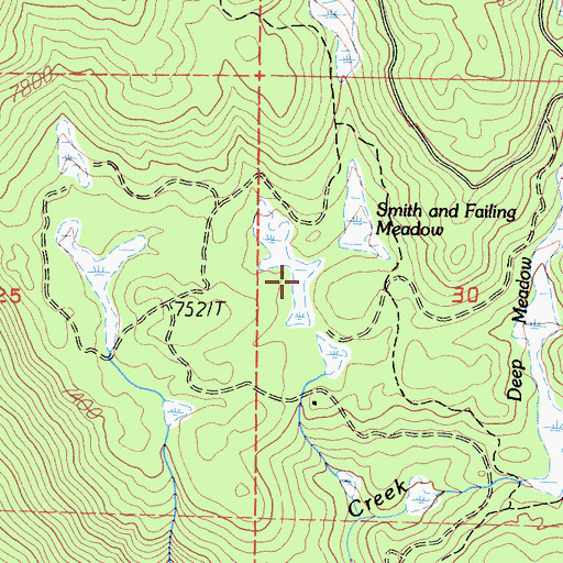 Topographic Map of Smith and Failing Meadow, CA