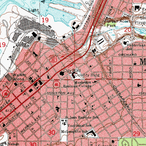 Topographic Map of Muskegon County Sheriff's Office, MI
