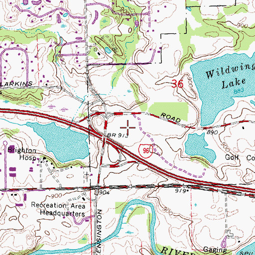 Topographic Map of Huron Clinton Metropolitan Authority Police Department, MI