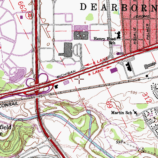 Topographic Map of Norfolk Southern Railroad Police Department, MI