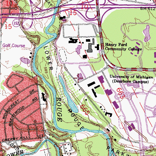 Topographic Map of University of Michigan Dearborn Department of Public Safety, MI