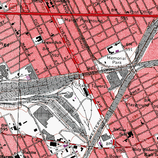 Topographic Map of Conrail Railway Police Department, MI