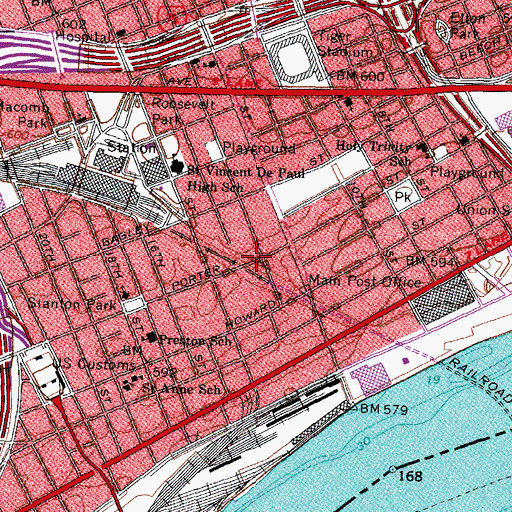 Topographic Map of Canadian Pacific Railway Police Department, MI