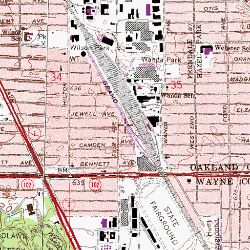Topographic Map of Canadian National Railway Police Department, MI