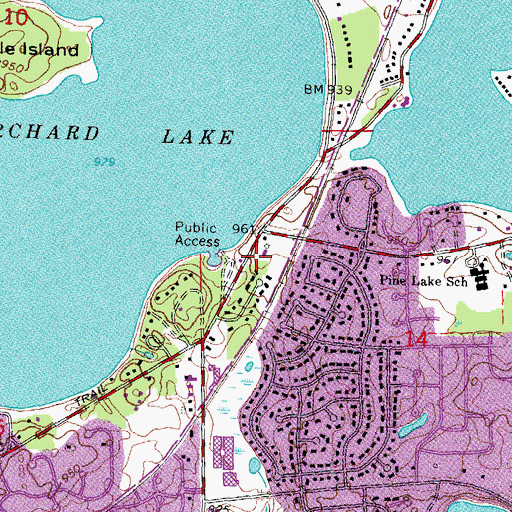 Topographic Map of Orchard Lake Police Department, MI