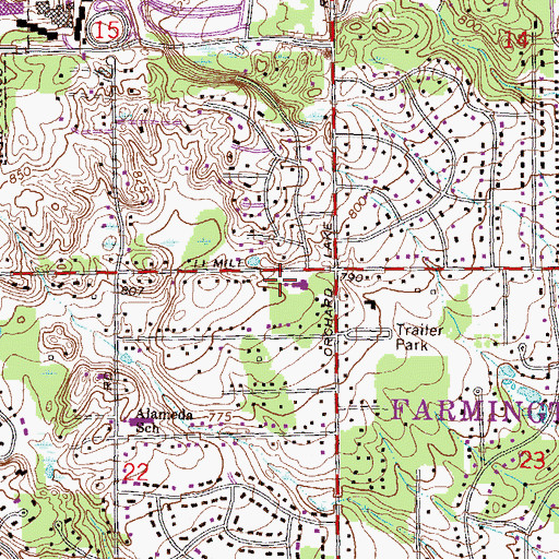Topographic Map of Farmington Hills Police Department, MI