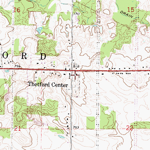 Topographic Map of Thetford Township Police Department, MI
