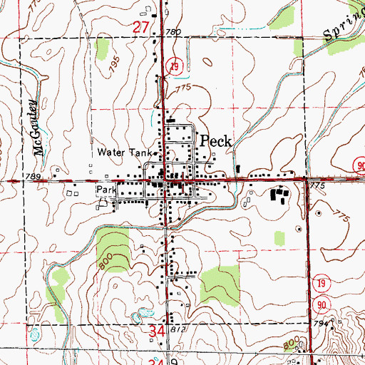 Topographic Map of Peck Police Department, MI