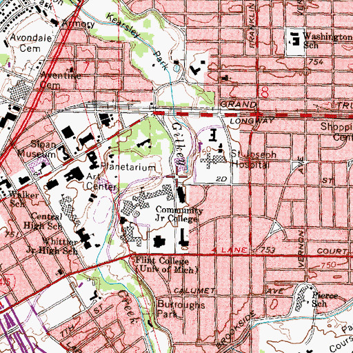 Topographic Map of Mott Community College Department of Public Safety, MI