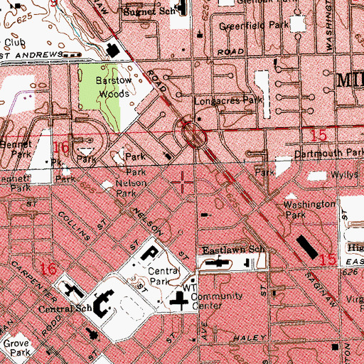 Topographic Map of Midland County Sheriff's Office, MI