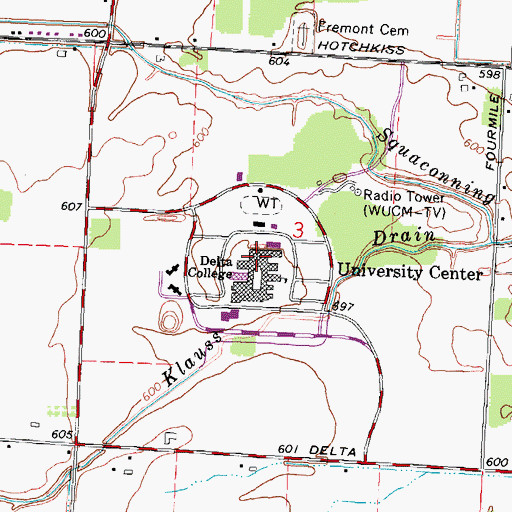 Topographic Map of Delta Community College Department of Public Safety, MI