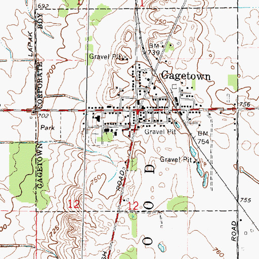 Topographic Map of Gagetown Police Department, MI