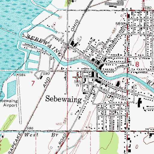 Topographic Map of Sebewaing Police Department, MI