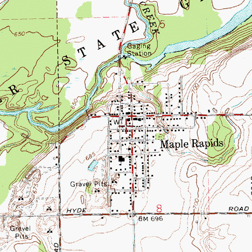 Topographic Map of Maple Rapids Police Department, MI
