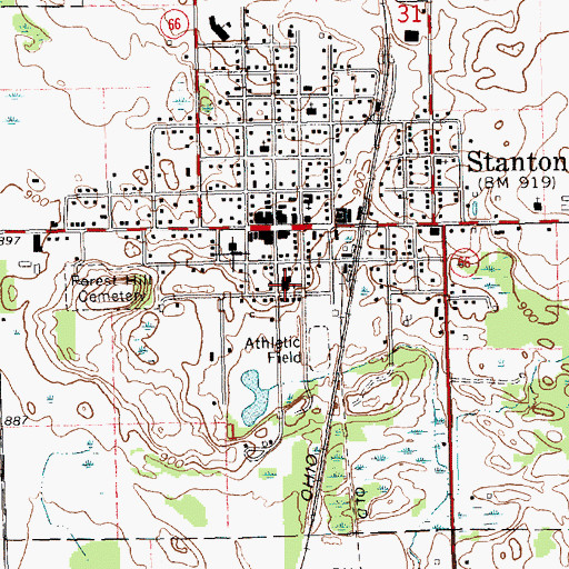 Topographic Map of Stanton Police Department, MI