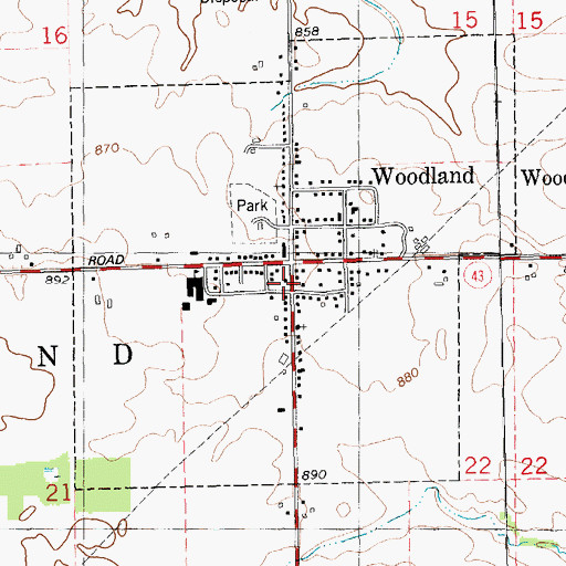Topographic Map of Woodland Township Police Department, MI