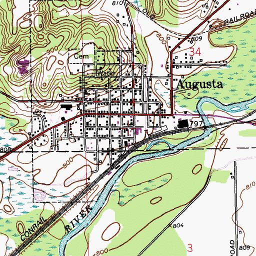 Topographic Map of Augusta Police Department, MI
