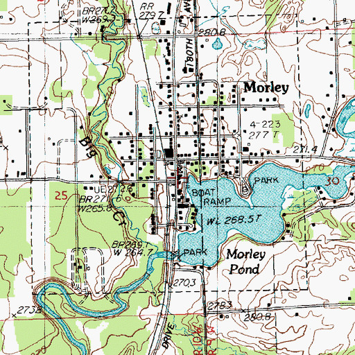 Topographic Map of Morley Police Department, MI