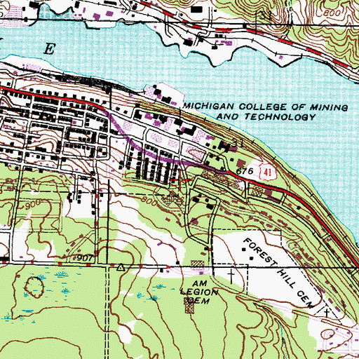 Topographic Map of Michigan Technological University Police Services, MI